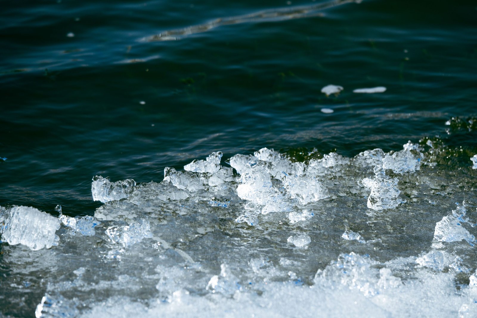 Frozen water in the cold of Antarctica